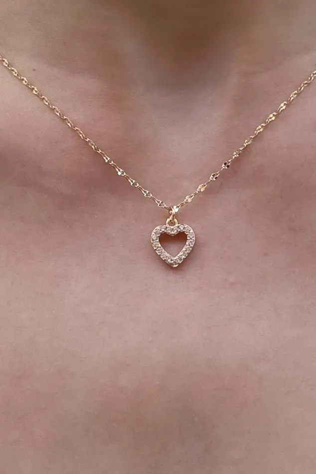 Accessories Rhinestone Heart Necklace Brandy Melville JEWELRY