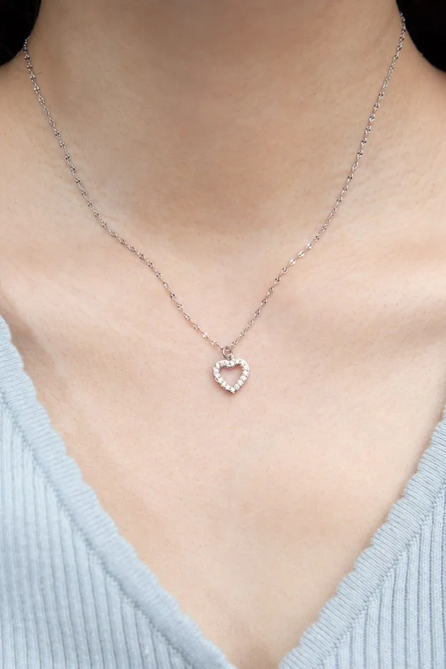 Accessories Rhinestone Heart Necklace Brandy Melville JEWELRY