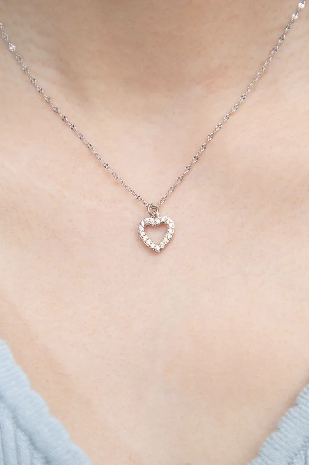 Accessories Rhinestone Heart Necklace Brandy Melville JEWELRY
