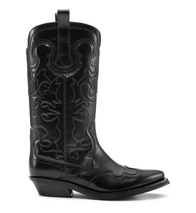 AccessoriesShoes GANNI Boots Black Mid Shaft Embroidered Western Boots Blackblack AccessoriesShoes GANNI Boots Black Mid Shaft Embroidered Western Boots Blackblack
