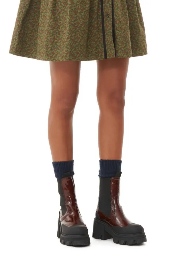 AccessoriesShoes GANNI Boots Cleated Heeled Mid Chelsea Boots Cognac