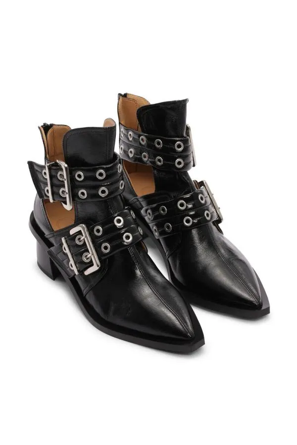 AccessoriesShoes GANNI Buckle Shoes Black Chunky Buckle Open Cut Boots Black AccessoriesShoes GANNI Buckle Shoes Black Chunky Buckle Open Cut Boots Black