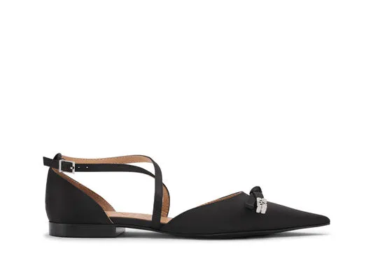 AccessoriesShoes GANNI Flats Satin Butterfly Pointy Ballerinas Black