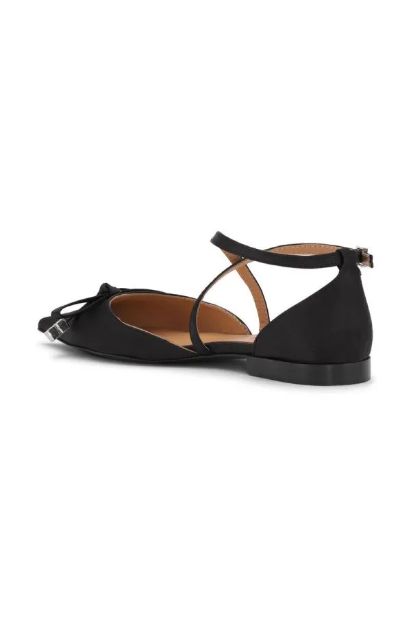 AccessoriesShoes GANNI Flats Satin Butterfly Pointy Ballerinas Black