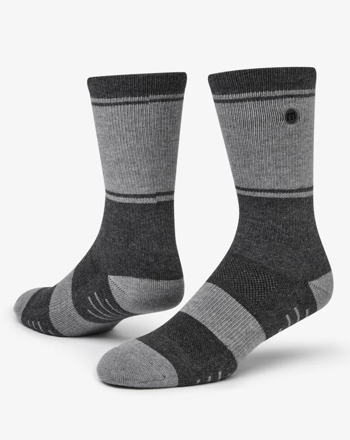 Accessories Socks TravisMathew BAJA 20 CREW SOCK Heather Grey Pinstripe