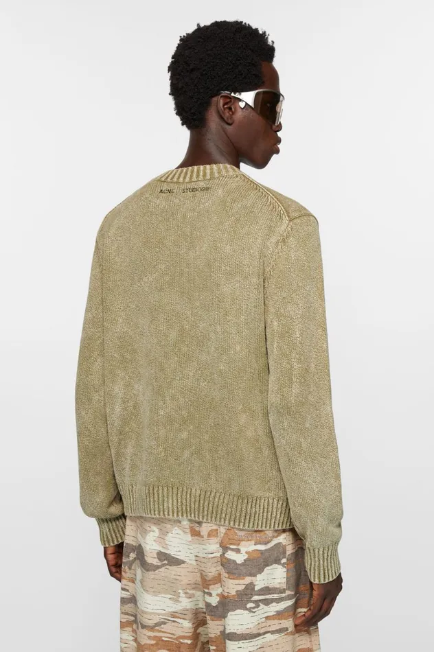 Acne Studios Acid Wash Jumper Olive Green Men Knitwear