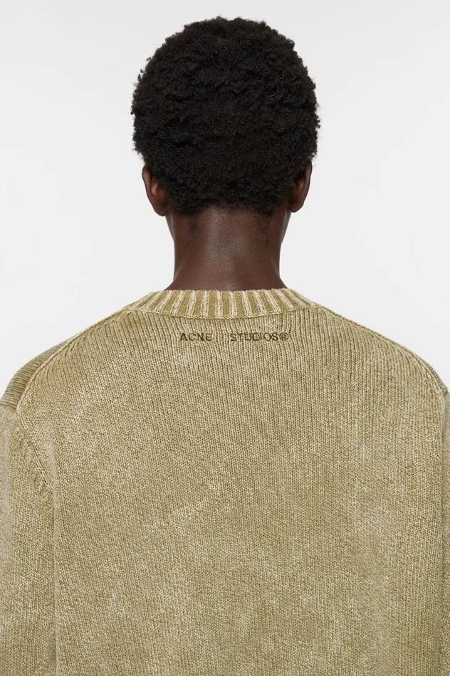 Acne Studios Acid Wash Jumper Olive Green Men Knitwear