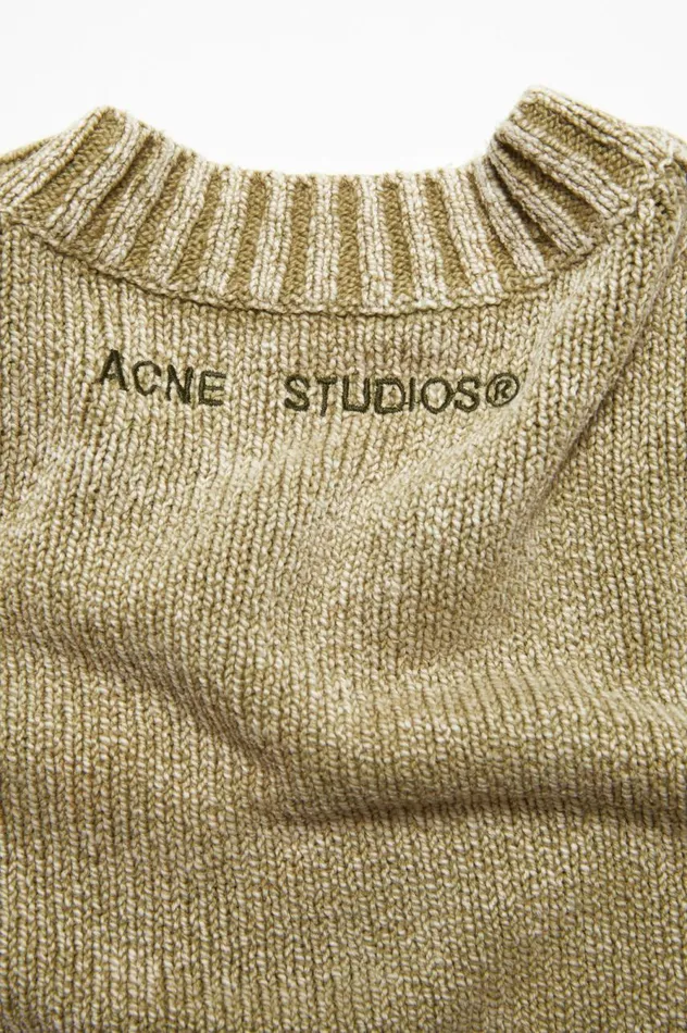Acne Studios Acid Wash Jumper Olive Green Men Knitwear
