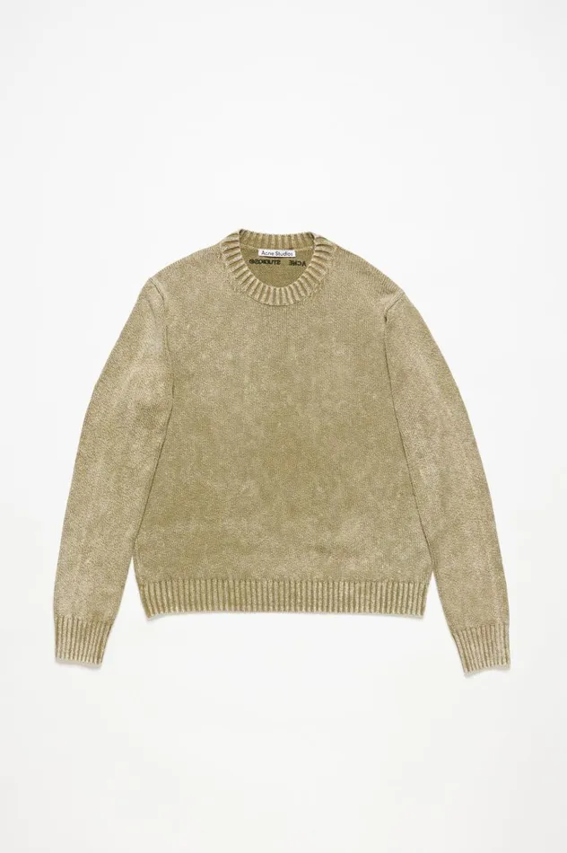 Acne Studios Acid Wash Jumper Olive Green Men Knitwear