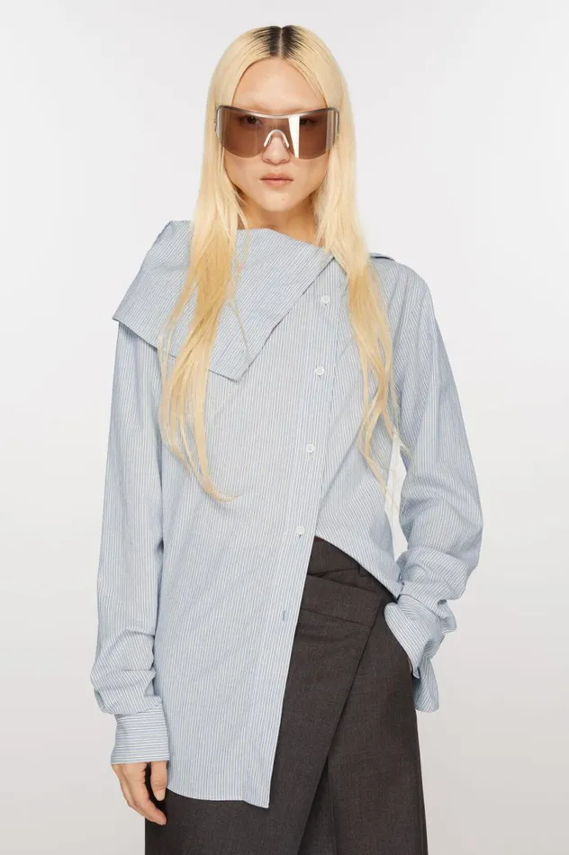 Acne Studios Blouse Buttonup Shirt Bluewhite Women Shirts and Blouses