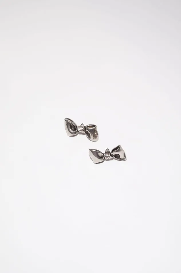 Acne Studios Bow Earrings Antique Silver Men Jewellery