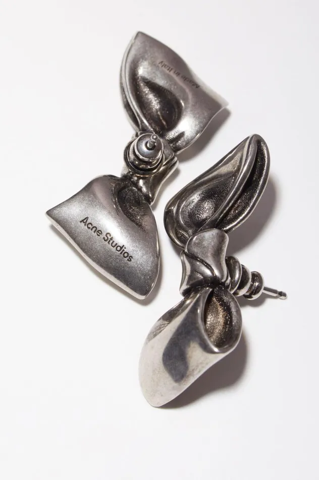 Acne Studios Bow Earrings Antique Silver Men Jewellery