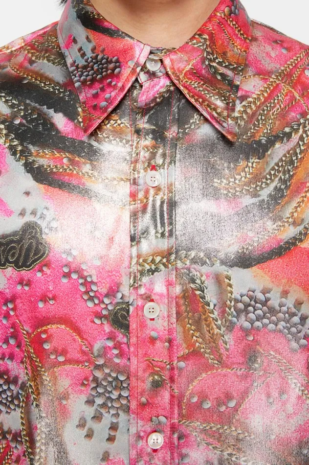 Acne Studios Buttonup Shirt Foil Print Pink Multicolor Men Shirts