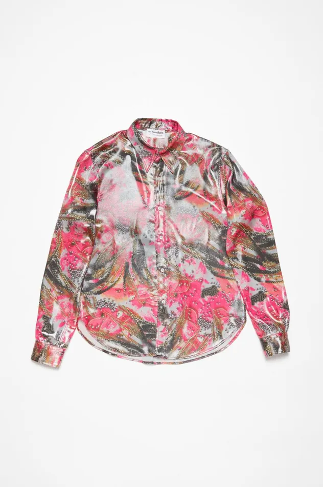 Acne Studios Buttonup Shirt Foil Print Pink Multicolor Men Shirts
