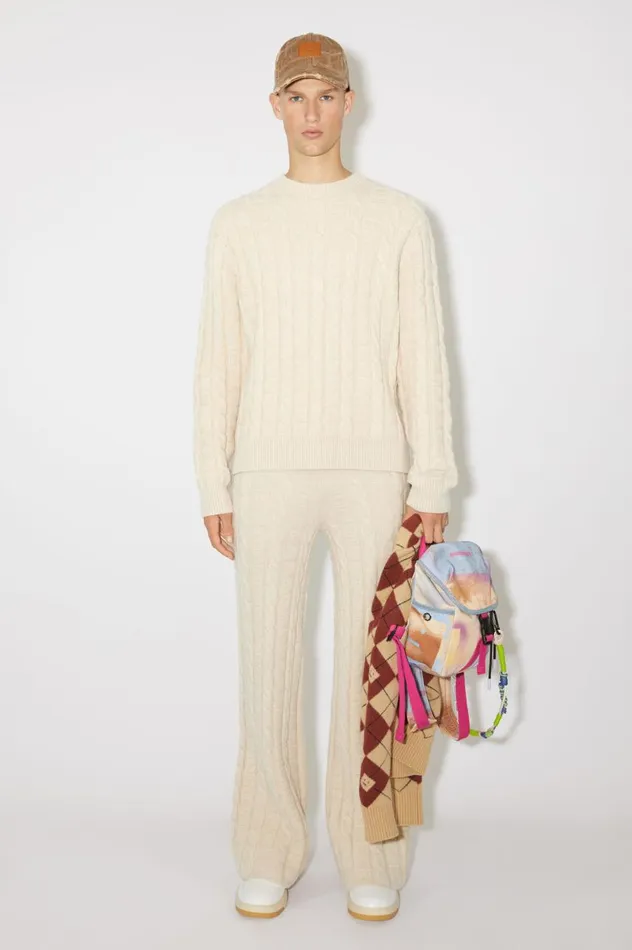 Acne Studios Cable Wool Jumper Oatmeal Melange Men Knitwear