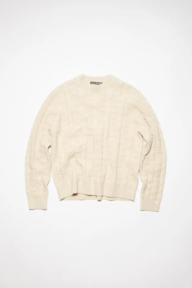 Acne Studios Cable Wool Jumper Oatmeal Melange Men Knitwear