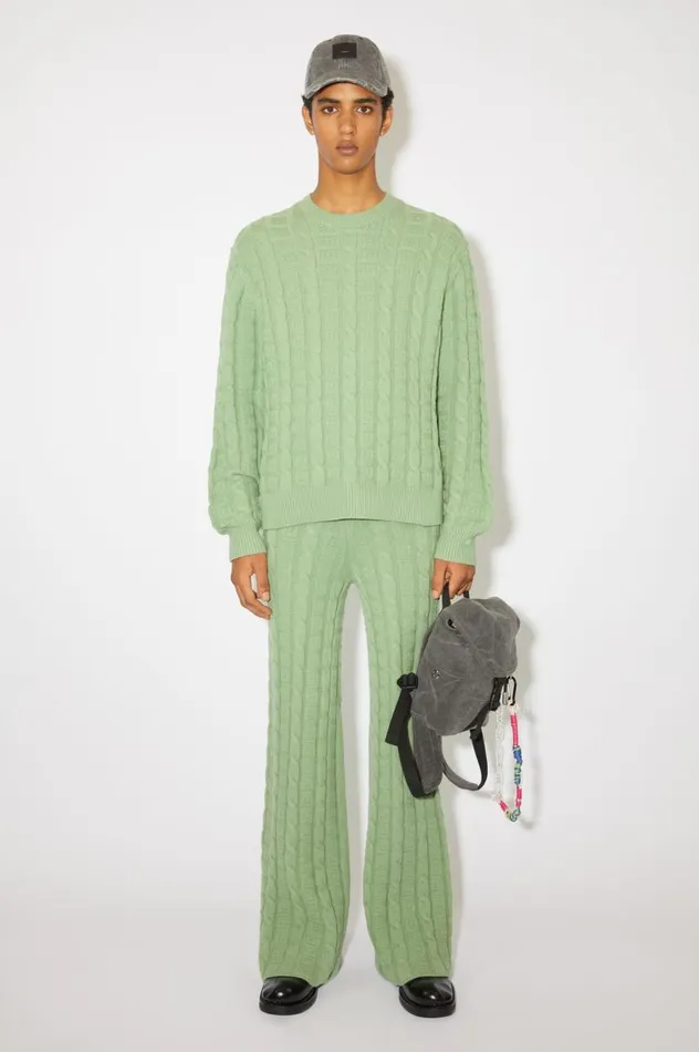 Acne Studios Cable Wool Jumper Sage Green Men Knitwear