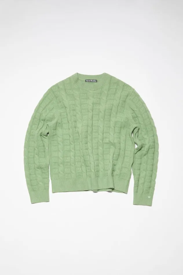 Acne Studios Cable Wool Jumper Sage Green Men Knitwear