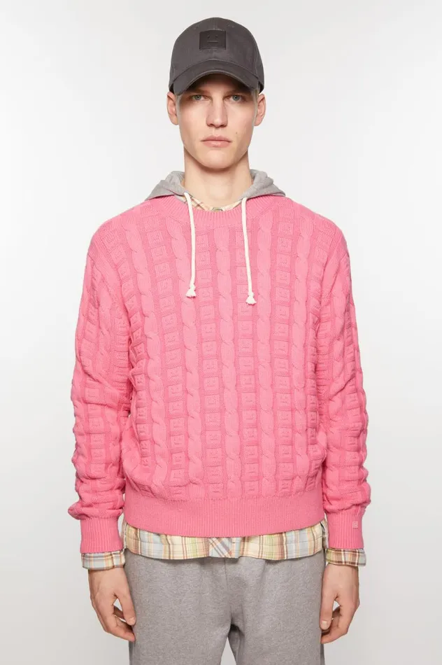 Acne Studios Cable Wool Jumper Tango Pink Women Knitwear