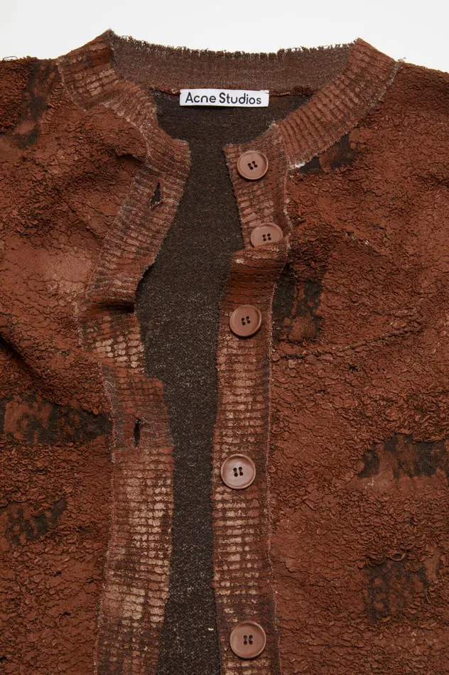 Acne Studios Cardigan Asymmetric Buttonup Rust Brown Women Knitwear