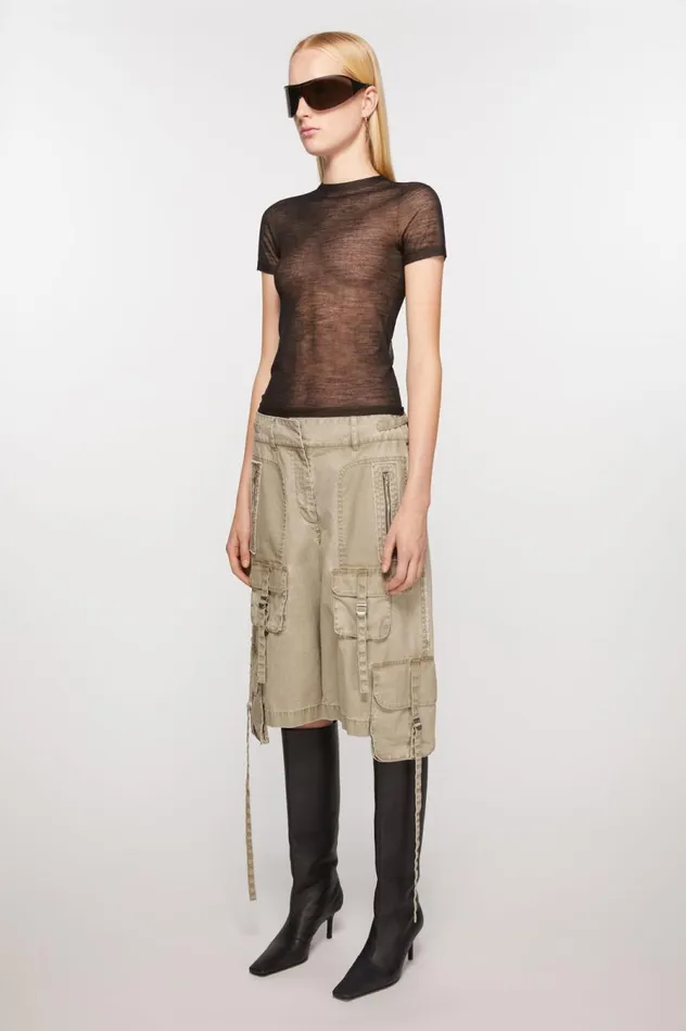 Acne Studios Cargo Shorts Khaki Beige Women Shorts