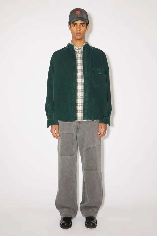 Acne Studios Corduroy Overshirt Night Green Men Outerwear