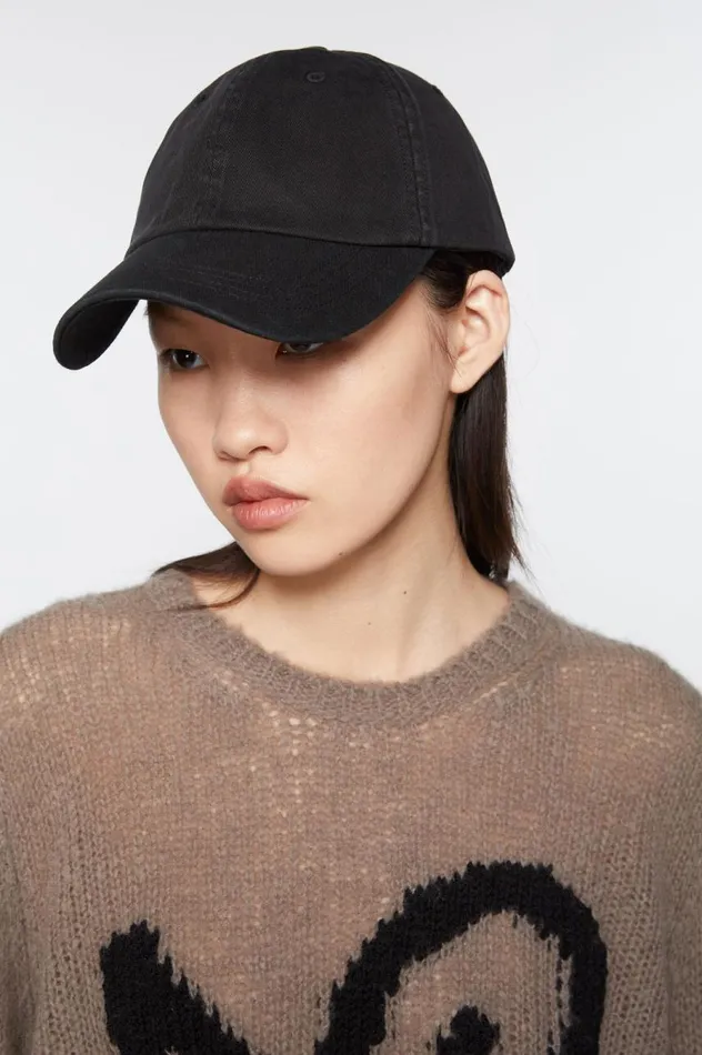 Acne Studios Cotton Twill Cap Black Men Hats