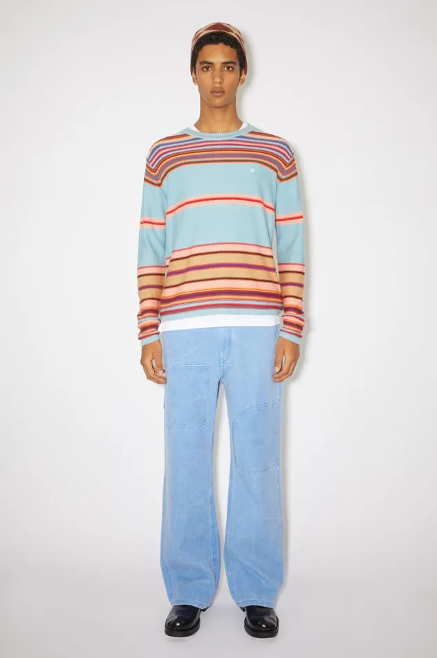 Acne Studios Crew Neck Knit Jumper Dusty Bluemulti Men Knitwear
