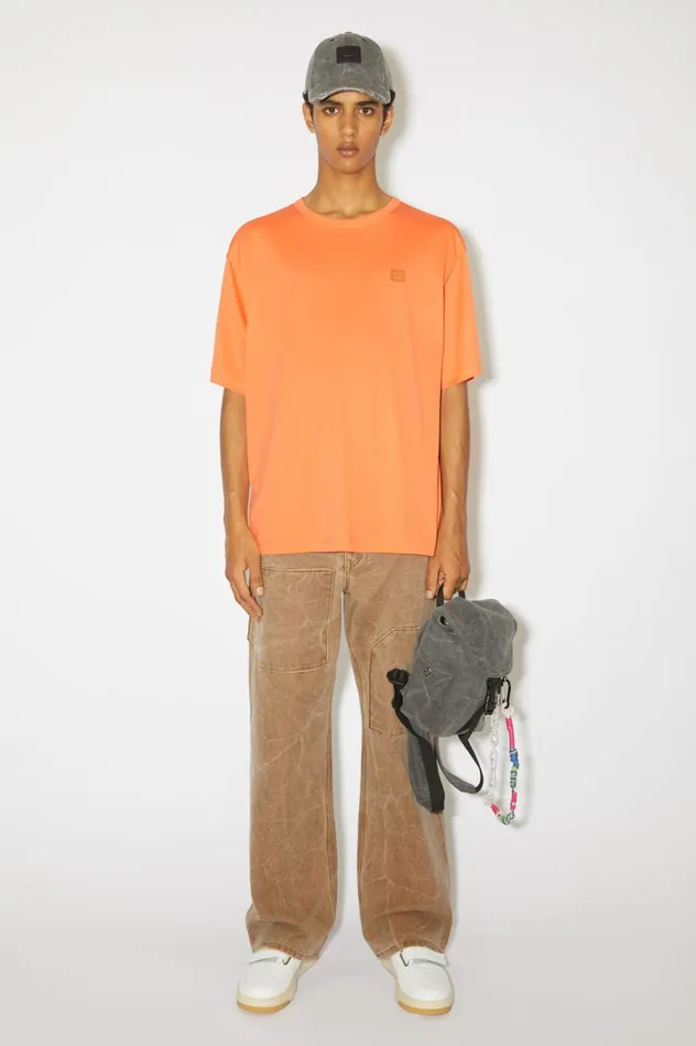 Acne Studios Crew Neck Tshirt 8211 Relaxed Fit Mandarin Orange Women Tshirts