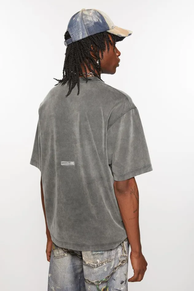 Acne Studios Crew Neck Tshirt 8211 Relaxed Unisex Fit Faded Black Men Tshirts