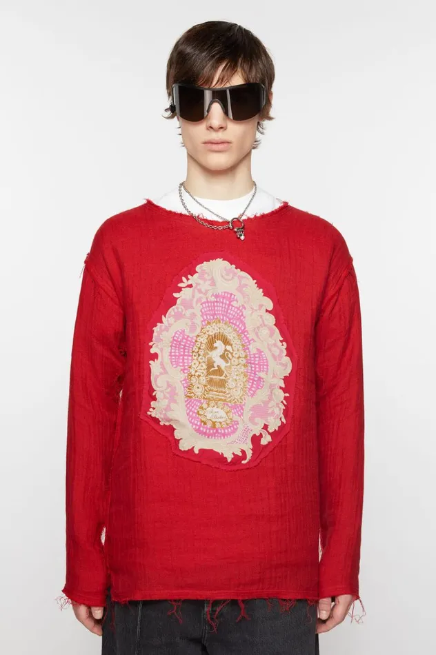 Acne Studios Crinkled Sweater Red Men Knitwear