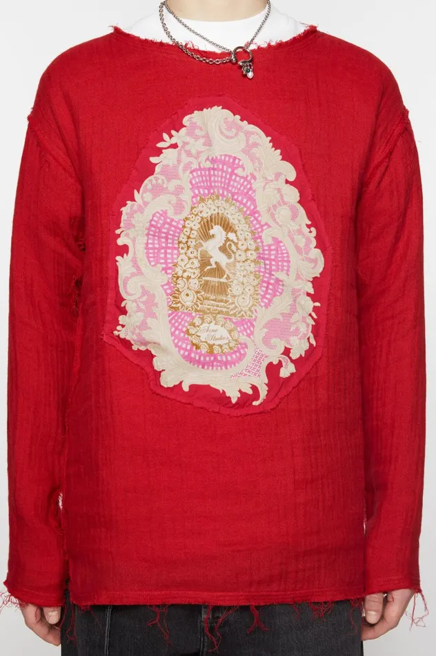 Acne Studios Crinkled Sweater Red Men Knitwear