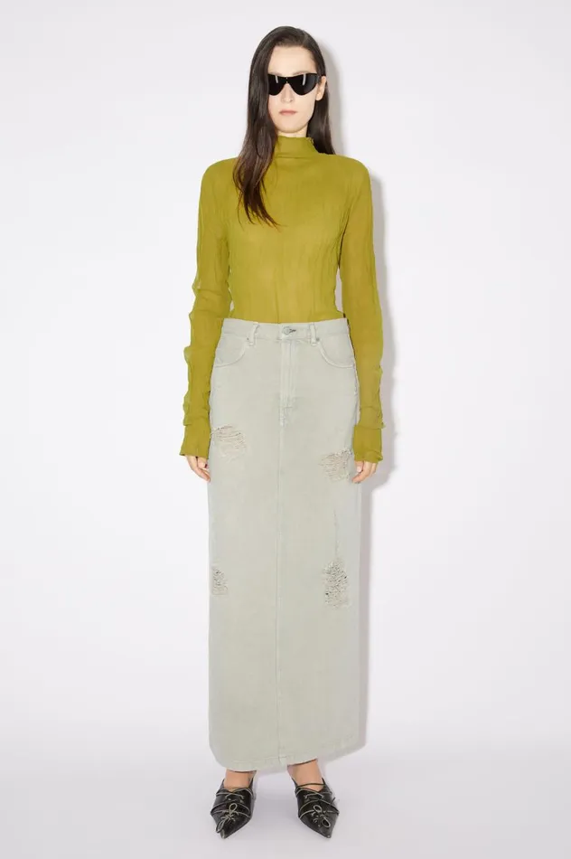 Acne Studios Distressed Denim Skirt Beigegrey Women Skirts