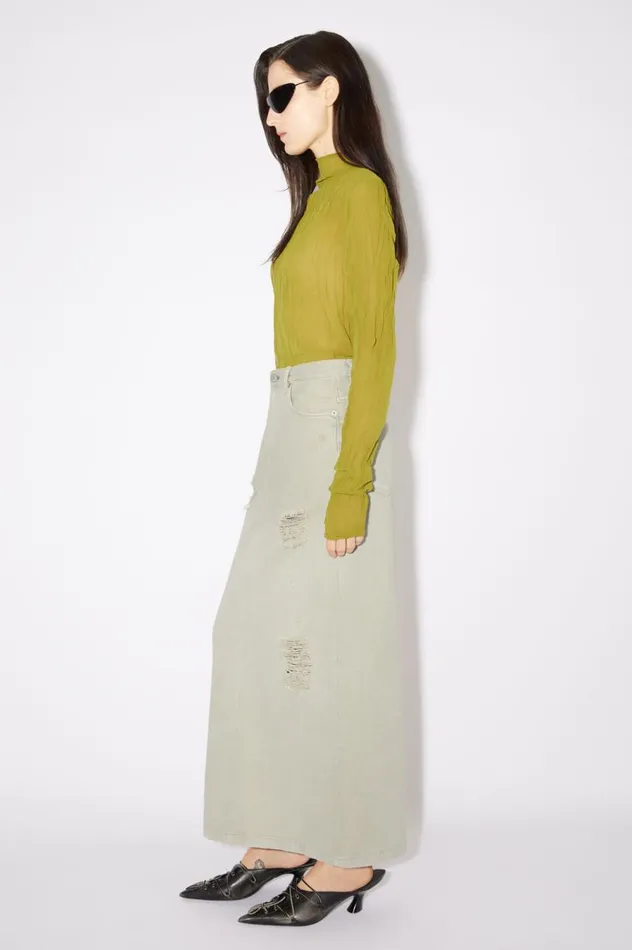 Acne Studios Distressed Denim Skirt Beigegrey Women Skirts