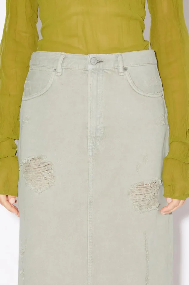 Acne Studios Distressed Denim Skirt Beigegrey Women Skirts