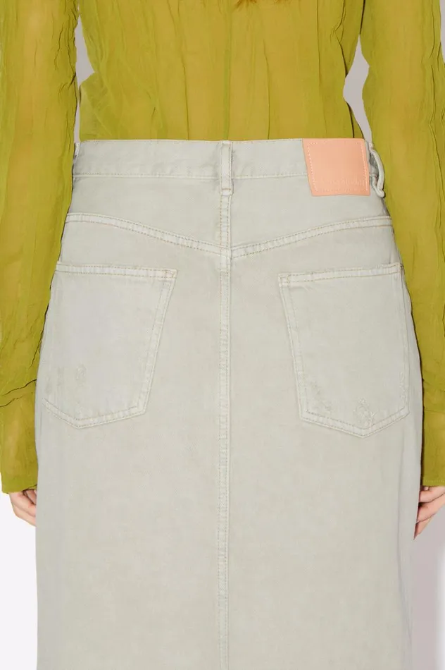 Acne Studios Distressed Denim Skirt Beigegrey Women Skirts