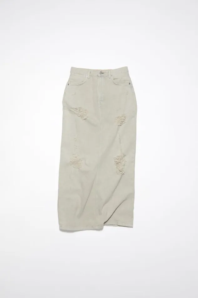 Acne Studios Distressed Denim Skirt Beigegrey Women Skirts