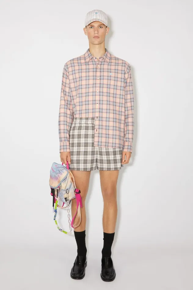 Acne Studios Flannel Check Shorts Whiteblack Women Shorts
