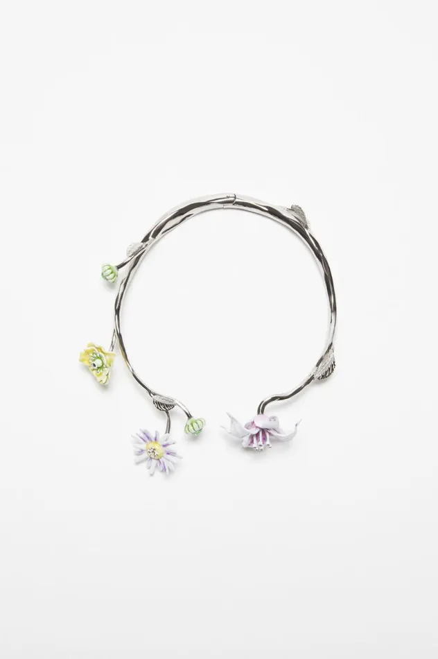 Acne Studios Flower Necklace Silvermulticolor Women Jewellery