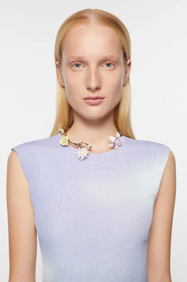 Acne Studios Flower Necklace Silvermulticolor Women Jewellery