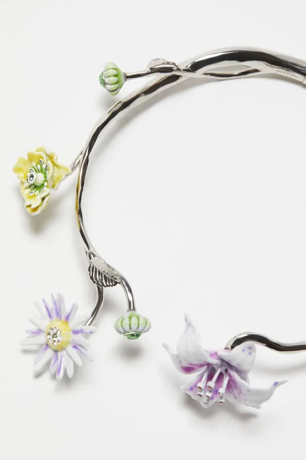 Acne Studios Flower Necklace Silvermulticolor Women Jewellery