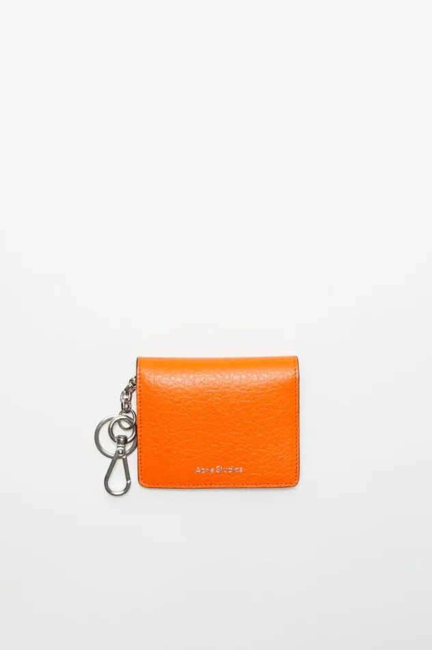 Acne Studios Folded Leather Wallet Bright Orange Men Small Leather Goods