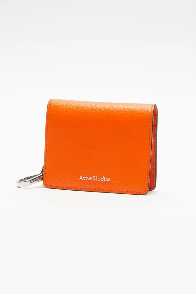 Acne Studios Folded Leather Wallet Bright Orange Men Small Leather Goods