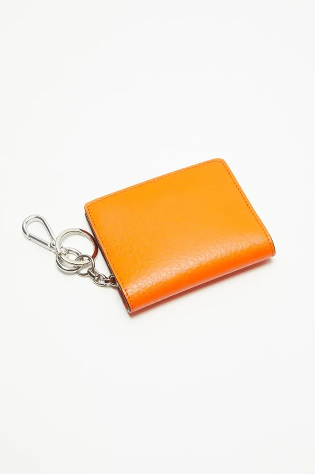 Acne Studios Folded Leather Wallet Bright Orange Men Small Leather Goods