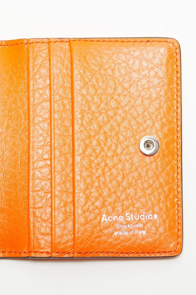 Acne Studios Folded Leather Wallet Bright Orange Men Small Leather Goods
