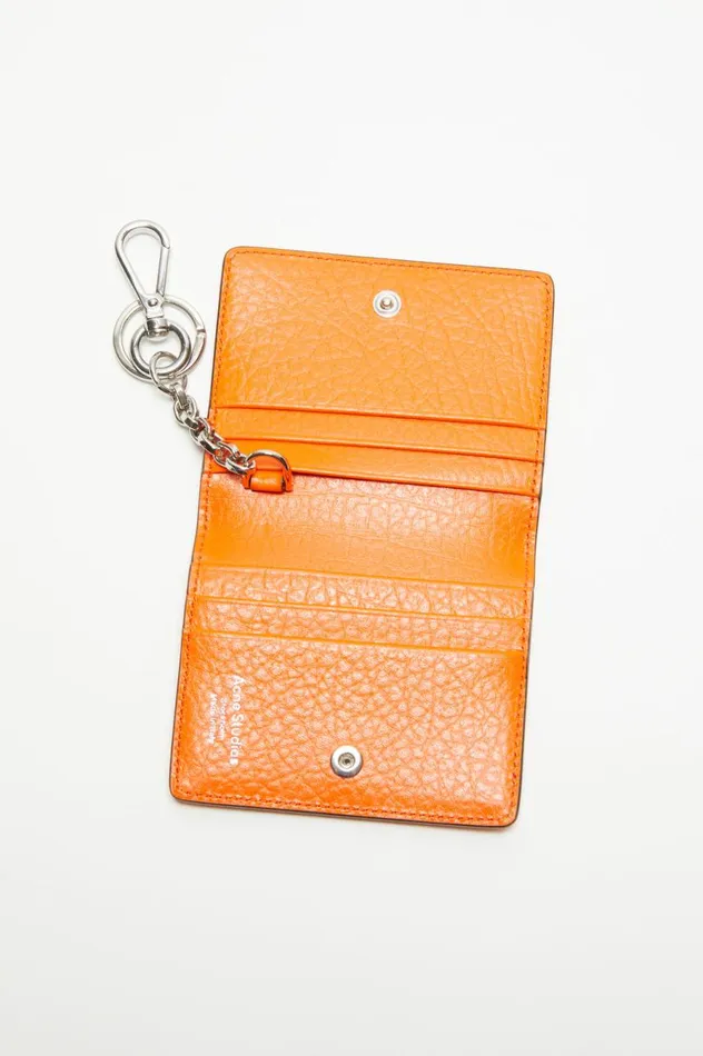 Acne Studios Folded Leather Wallet Bright Orange Men Small Leather Goods