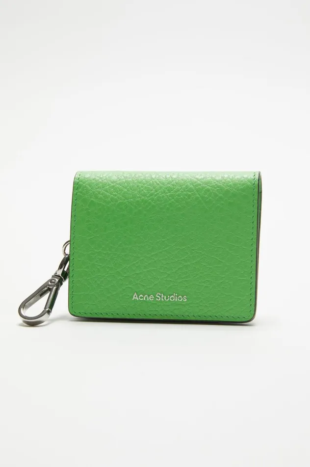 Acne Studios Folded Leather Wallet Green Men Small Leather Goods