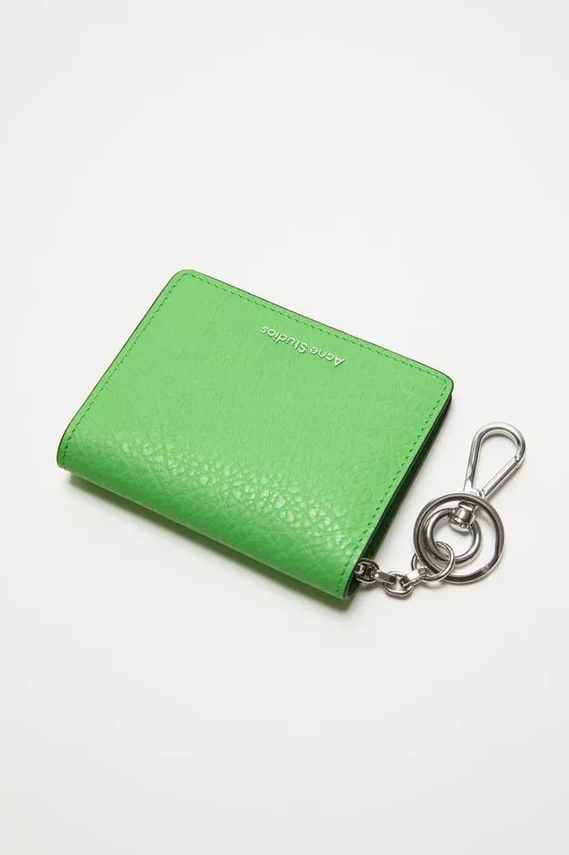 Acne Studios Folded Leather Wallet Green Men Small Leather Goods