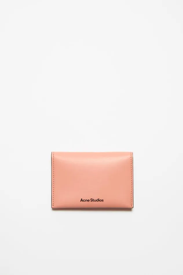 Acne Studios Folded Leather Wallet Salmon Pink Women Small Leather Goods