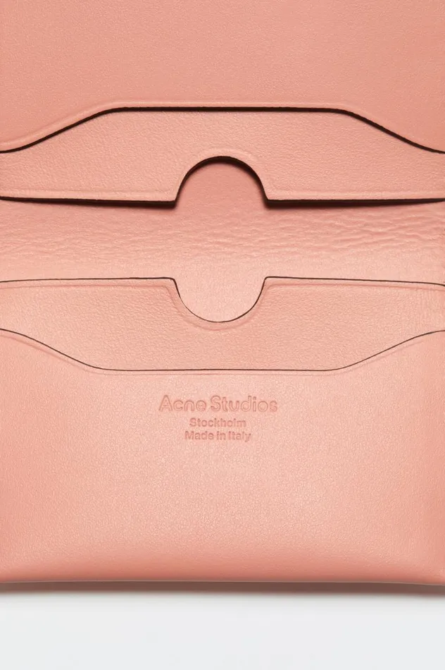Acne Studios Folded Leather Wallet Salmon Pink Women Small Leather Goods